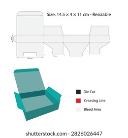 Snap Lock Bottom Box Dieline Template with 3D Mockup