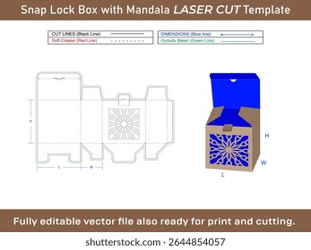 Snap Lock Box Mandala Pattern Dieline Template in Storage Box