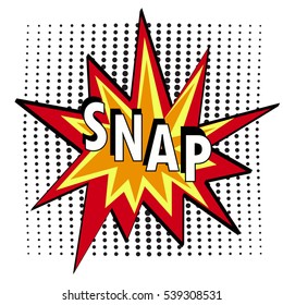 Snap pop art explosion over dotted background. vector illustration