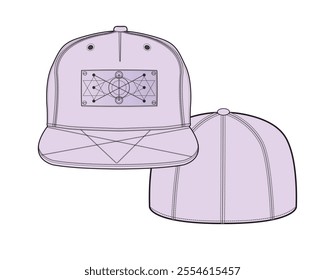 Snapback caps vector design mockup template.