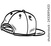 Snapback Hat Cap Backward Doodle Drawing Vector Illustration