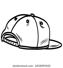 Snapback Hat Cap Backward Doodle Drawing Vector Illustration