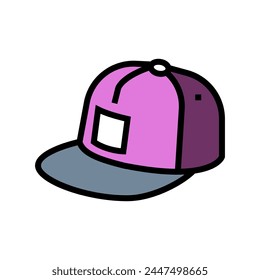 snapback hat streetwear cloth fashion color icon vector. snapback hat streetwear cloth fashion sign. isolated symbol illustration