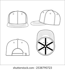 Snapback Mesh Trucker Cap Hat Tech Pack Template front and back