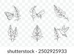 Snapdragon Flower Botanical Line Art Vector Set for Floral Designs and Illustrations