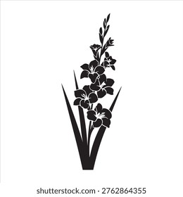 Snapdragon flower silhouette vector illustration, floral plant nature design