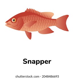 A snapper fish in flat editable icon