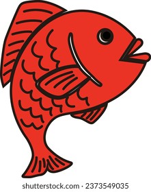 Snapper, a fish of good luck, with colored and outline