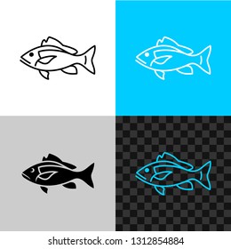 Snapper fish line icon. Common snapper outline style symbol. Editable outline width.