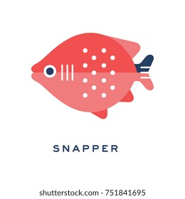 Snapper, freshwater fish geometric flat style design vector Illustration on a white background