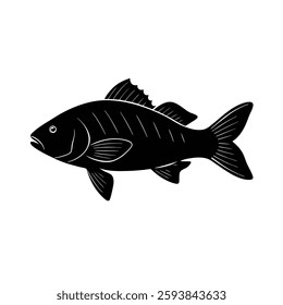 Snapper Silhouette Vector Art | Black Snapper Fish Illustration Design