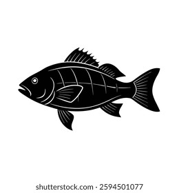 Snapper Silhouette Vector Art | Black Snapper Fish Illustration Design