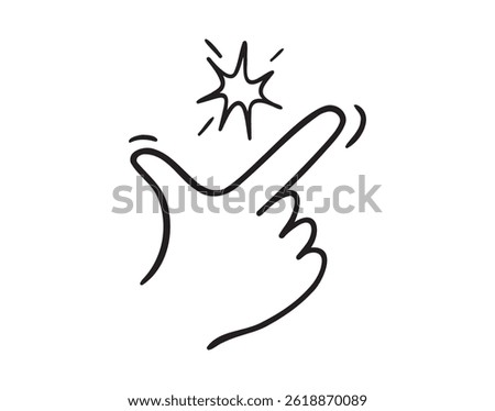 snapping finger doodle hand drawn icon. Outline drawing snapping finger line clipart symbol. Vector illustration
