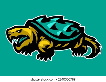 Snapping Turtle Bold Line Sport Style Logo