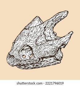 snapping turtle skull head vector illustration