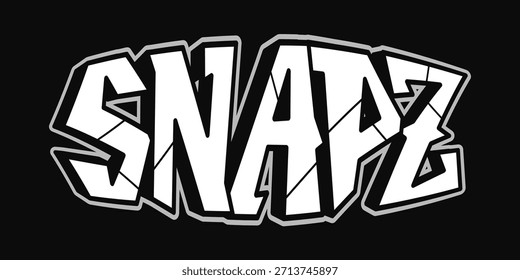 Marca de SNAPZ en letras de estilo graffiti audaz, tipografía urbana moderna con una paleta monocromática clara y un contorno nítido para un logotipo de arte callejero llamativo y una declaración de identidad de marca