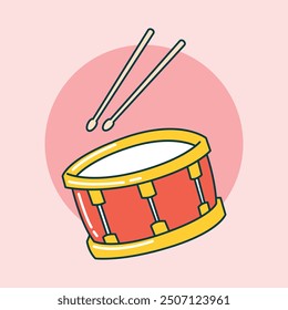 Snare drum with drumsticks vector