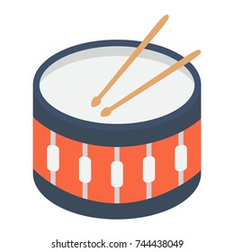Snare Drum flat icon, music and instrument, beat sign vector graphics, a colorful solid pattern on a white background, eps 10.