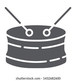 Snare drum glyph icon, musical and instrument, drums sign, vector graphics, a solid pattern on a white background, eps 10.