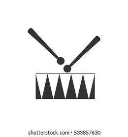 Snare Drum icon flat. Illustration isolated on white background. Vector grey sign symbol