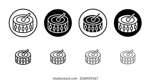Snare Drum icon Flat outline fill set collection