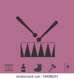 Snare Drum icon flat. Simple vector grey pictogram and bonus symbol