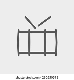 Snare drum icon thin line for web and mobile, modern minimalistic flat design. Vector dark grey icon on light grey background.