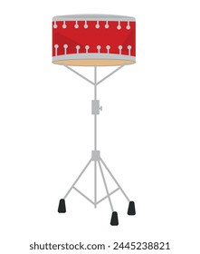 Snare drum instrument, percussion instrument vector illustration