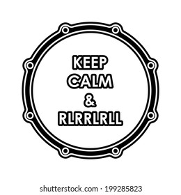Snare-Trommel mit der Aufschrift "Keep calm & rlrll". Vektorgrafik eps8