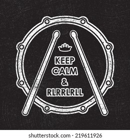 Snare drum with "Keep calm & rlrrlrll" inscription. Vector illustration eps8