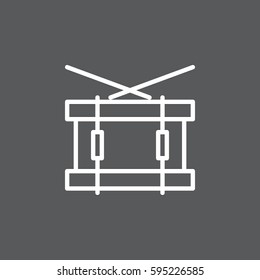 Snare drum line icon, outline vector sign, linear white pictogram. Symbol, logo illustration. Editable stroke. Pixel perfect