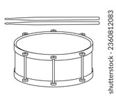 Snare Drum Outline Icon Illustration on White Background