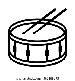 Snare drum or side drum with drumsticks musical instrument line art vector icon for music apps and websites