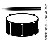 Snare Drum Silhouette. Black and White Icon Design Elements on Isolated White Background