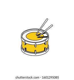 Snare drum. Vector line, 3d stroke isometric, color web icon, new flat style. Creative illustration design, abstract idea for infographics.