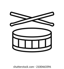 Icono de la línea vector del tambor de sonido aislado en fondo blanco. Concepto de música y ritmo