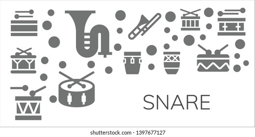 snare icon set. 11 filled snare icons.  Collection Of - Drum, Trombone, Conga