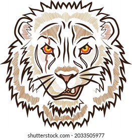 Ilustración de vectores de cara de león para aplicación de moda de bordado Dibujo gráfico de animales 