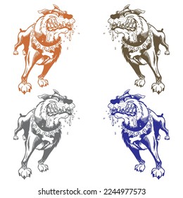 Snarling Vicious Mad Dog Vector Illustration. Angry Dog. Dangerous Dog
