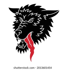 Snarling Wolf vector illustration for t-shirt print or tattoo design