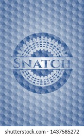 Snatch blue emblem with geometric background. Vector Illustration. Detailed.