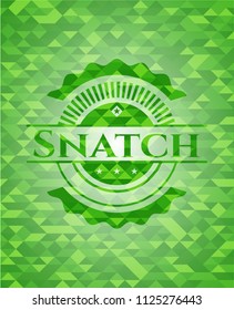 Snatch green emblem with mosaic background
