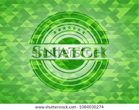  Snatch green emblem. Mosaic background
