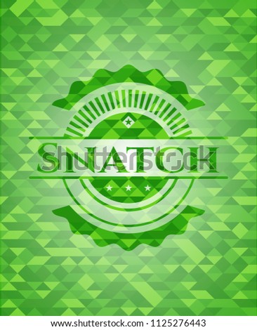 Snatch green emblem with mosaic background