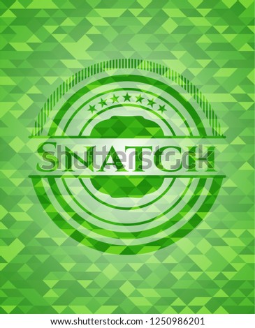 Snatch green emblem with mosaic background