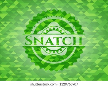 Snatch green emblem with triangle mosaic background