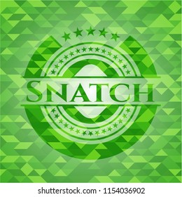 Snatch green emblem with triangle mosaic background