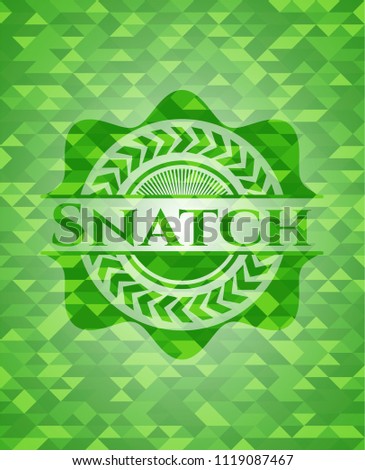 Snatch green emblem with triangle mosaic background