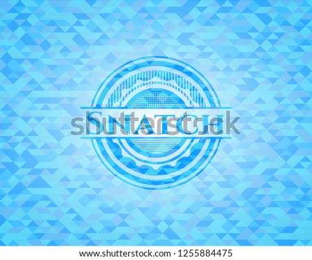 Snatch light blue emblem with mosaic background