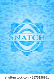 Snatch realistic light blue emblem. Mosaic background